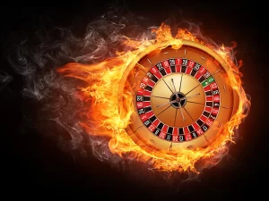 Casino Themed Event Roulette wheel on fire.